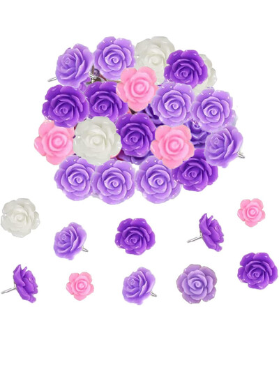 20 vnt. dervos stumdomi smeigtukai miela rožių gėlė, nauja lentos brėžinys, nuotraukos sieniniai smeigės Biuro žemėlapiai Mokyklinės klasės reikmenys