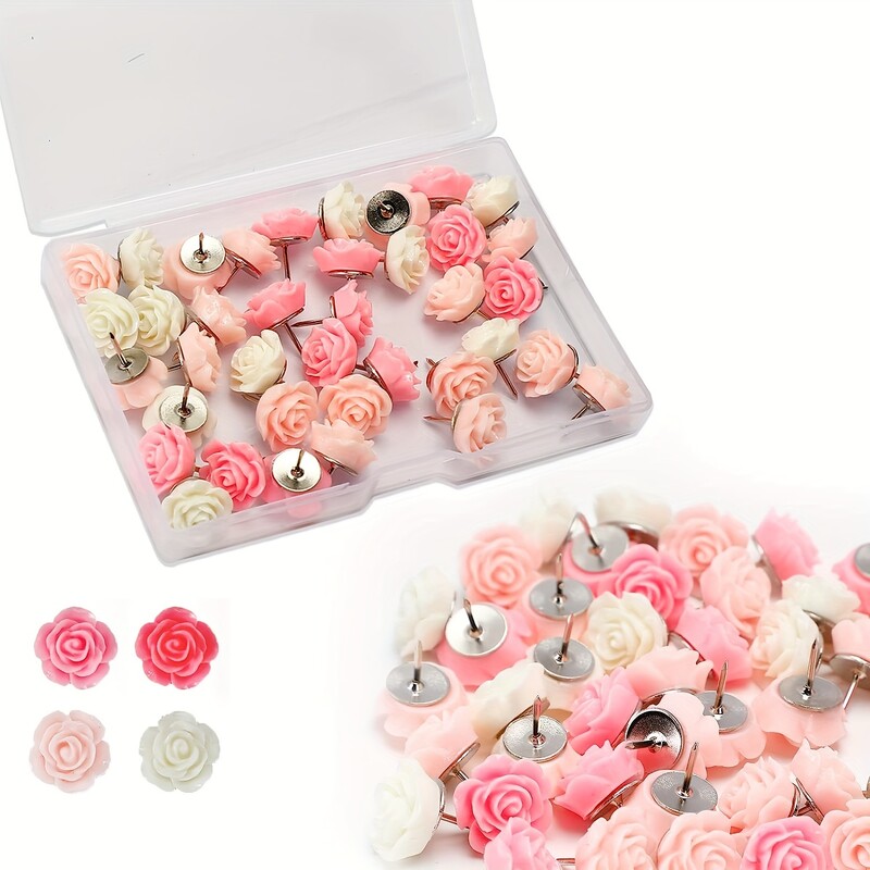 20 vnt. dervos stumdomi smeigtukai miela rožių gėlė, nauja lentos brėžinys, nuotraukos sieniniai smeigės Biuro žemėlapiai Mokyklinės klasės reikmenys