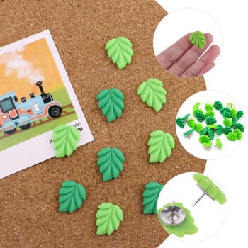 30Pcs Leaves Green Thumbtack Resin Cute Plant Press Pin Photo Wall Nail σχήματος I Μεταλλικό Φορητό ώθηση για διακόσμηση σανίδας από φελλό