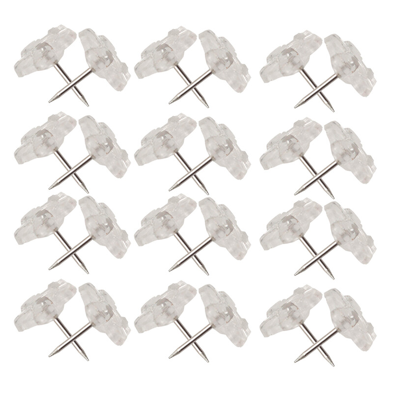 100 de bucăți de știfturi cu flori, hartă, șuruburi, chinuri drăguțe, unghii în H, cleme transparente, ace de fier