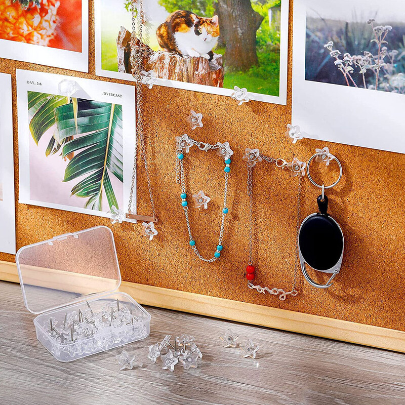 200 бр. Прозрачна пентаграма Fix Photo Thumbtacks Карфици за рисуване на карти Училищни пособия Във формата на звезда Push Office Plastic Home