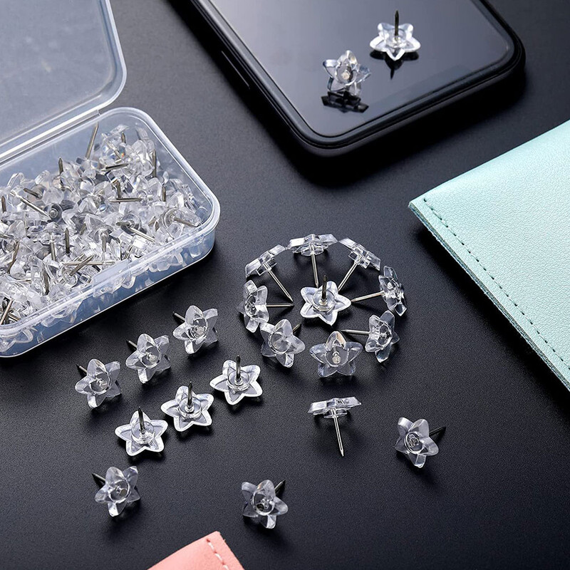 200 бр. Прозрачна пентаграма Fix Photo Thumbtacks Карфици за рисуване на карти Училищни пособия Във формата на звезда Push Office Plastic Home