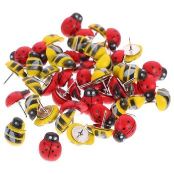 50 τεμ. Bee Ladybug Thumbtack Push Pin Ανταλλακτικό σίδερο σε κουτί σε σχήμα ζώου Διακοσμητικές πινέζες κινουμένων σχεδίων