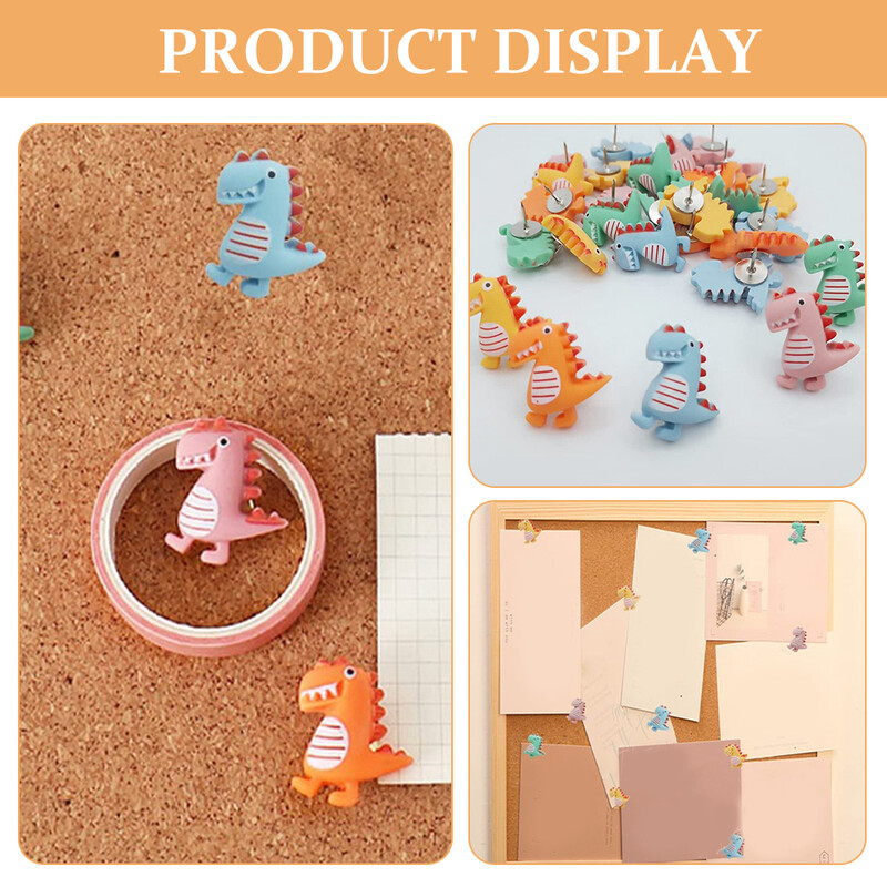 20 de bucăți dinozaur ace din rășină cu spate plat Charms Accesorii de birou pentru femei Ace de împingere Hartă Decorații de birou