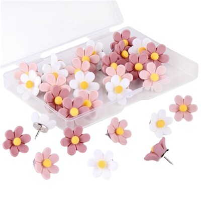 20/30/50 бр. Преносими креативни щифтове с цветя с шест венчелистчета Фото стенен декор Смола за щифтове Сладки 3D щифтове за палци Канцеларски материали