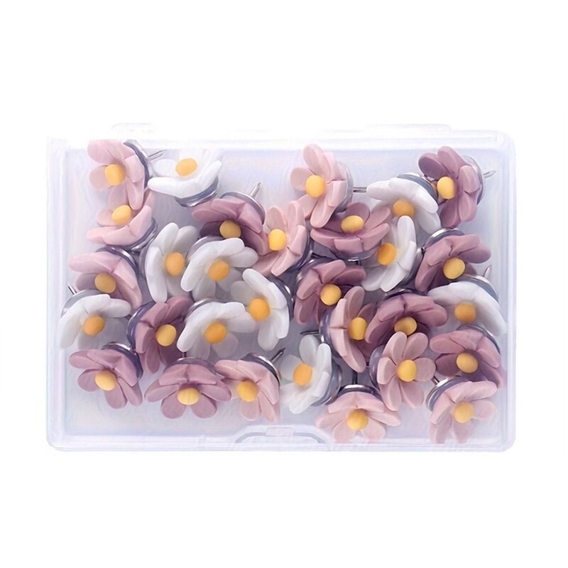 20/30/50 бр. Преносими креативни щифтове с цветя с шест венчелистчета Фото стенен декор Смола за щифтове Сладки 3D щифтове за палци Канцеларски материали
