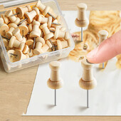 50 бр./кутия Дървени маркери за палци Рисуване Направи си сам Photo Wall Art Nail Studs Коркова дъска Щифтове Push Pins за училище домашен офис инструмент