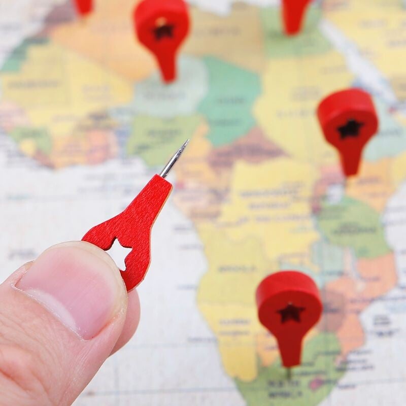 40 бр. Маркери за карти Дървени щифтове за стена със снимки за коркова дъска Щифтове за палец Pus