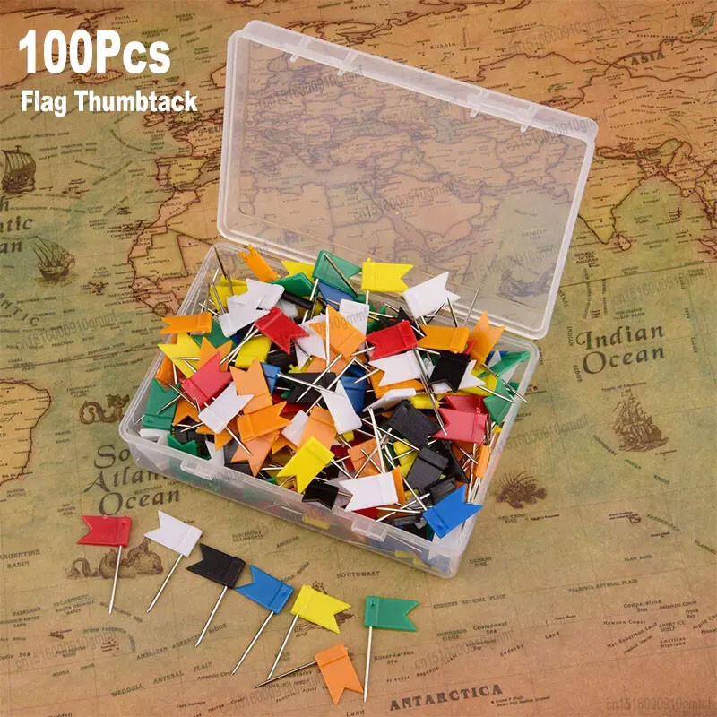 100 vnt. rinkinys Spalva vėliavėlė Smeigtukai 35 mm Biuro mokyklos sieninis žemėlapis Nuotraukos Popierinis skelbimų lenta Dekoratyvinis smeigtukas