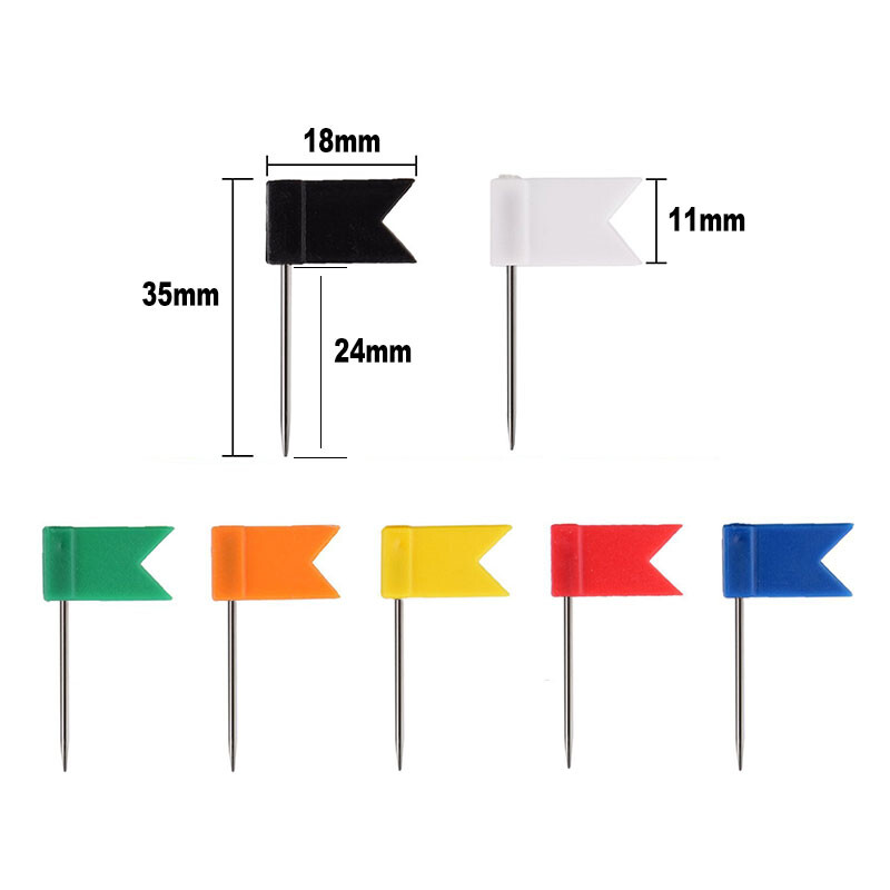 100 vnt. rinkinys Spalva vėliavėlė Smeigtukai 35 mm Biuro mokyklos sieninis žemėlapis Nuotraukos Popierinis skelbimų lenta Dekoratyvinis smeigtukas