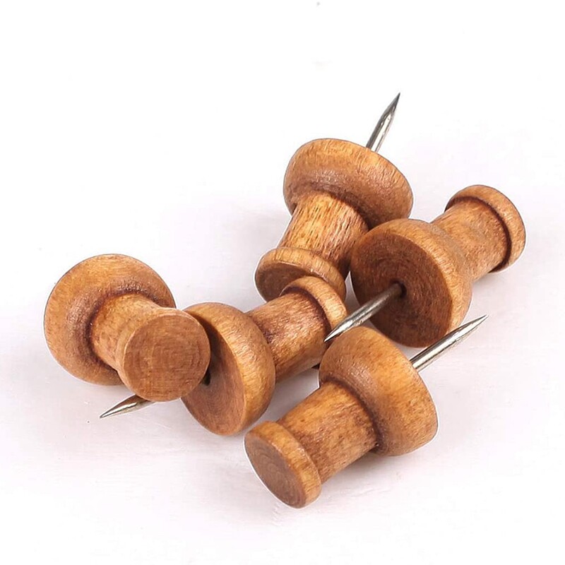 Știfturi din lemn Chins pentru hartă Ace de marcare Chipre din lemn pentru hartă cu vârf metalic pentru proiecte de artizanat pentru panou de plută