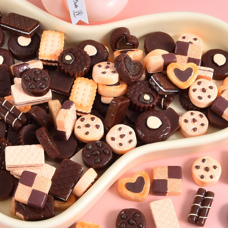 10 tk Šokolaadiküpsiste seeria vaigust lameda seljaga kabošonid juuksenõela jaoks DIY ehted käsitöö kaunistustarvikud