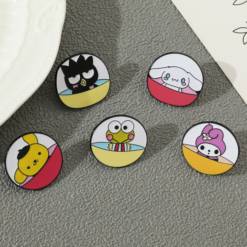 Kreativni sferični slatki broš iz crtića Sanrio puding pas Melody okrugli dodaci za metalnu značku koja kaplje