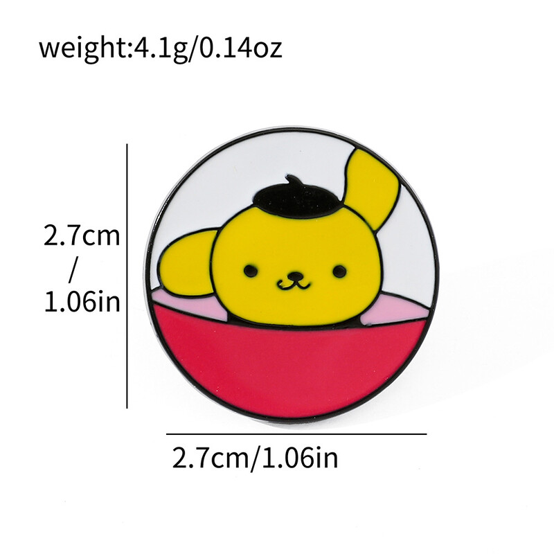 Kreativni sferični slatki broš iz crtića Sanrio puding pas Melody okrugli dodaci za metalnu značku koja kaplje