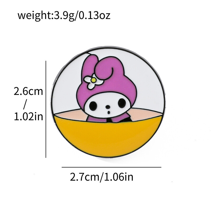 Kreativni sferični slatki broš iz crtića Sanrio puding pas Melody okrugli dodaci za metalnu značku koja kaplje