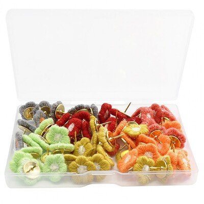 Lillekujundusega nööpnõelad Värvilised tikandid Lillenõelad kontori sisekujunduseks 60 tk. tahvli teadetetahvlile