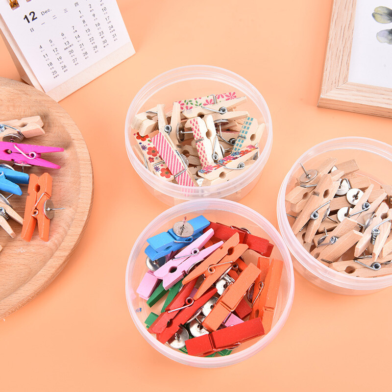 20 tk/Kassa- ja koolitarvete tihvtid Vastupidavad puidust klambriga tihvtid Dekoratiivsed sidemega pöidlakõlksud korktahvlile