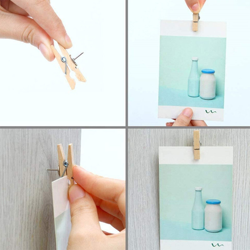 20 tk/Kassa- ja koolitarvete tihvtid Vastupidavad puidust klambriga tihvtid Dekoratiivsed sidemega pöidlakõlksud korktahvlile