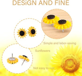 30 τεμάχια Sunflowers Push Pin Wall Bulletin Nails Board Supply Office