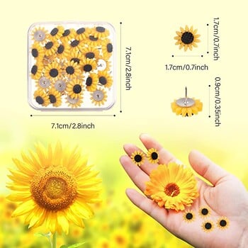 30 τεμάχια Sunflowers Push Pin Wall Bulletin Nails Board Supply Office