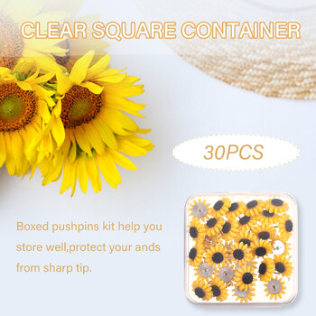 30 τεμάχια Sunflowers Push Pin Wall Bulletin Nails Board Supply Office