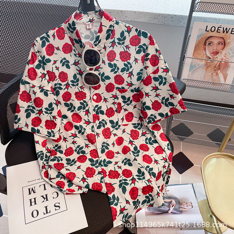 Naiste lühikeste varrukatega lilleline särk naistele hulgimüügil Jaapani retro-Hongkongi stiilis disaini niši Hawaii suvesärgi trend