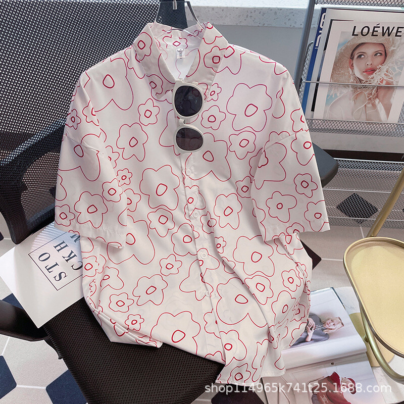 Naiste lühikeste varrukatega lilleline särk naistele hulgimüügil Jaapani retro-Hongkongi stiilis disaini niši Hawaii suvesärgi trend