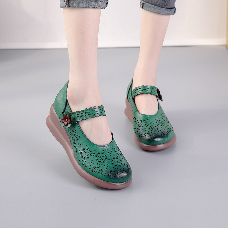 2022 vasara naujo stiliaus platforminis padas laisvalaikio moteriški batai etninio stiliaus tuščiaviduriai moteriški sandalai natūralios odos patogios kvėpuojančios klumpės