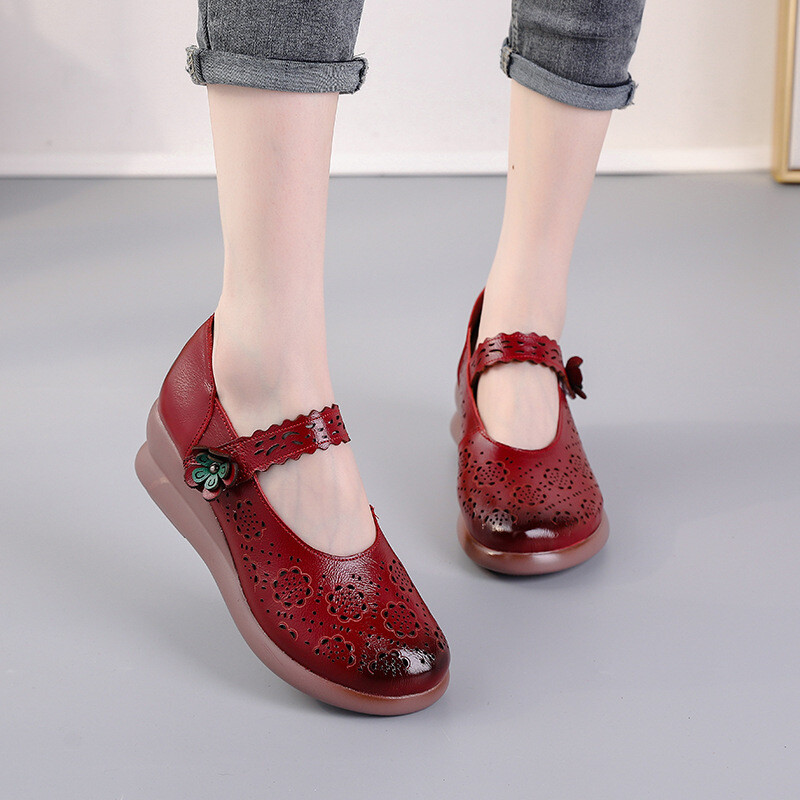 2022 vasara naujo stiliaus platforminis padas laisvalaikio moteriški batai etninio stiliaus tuščiaviduriai moteriški sandalai natūralios odos patogios kvėpuojančios klumpės