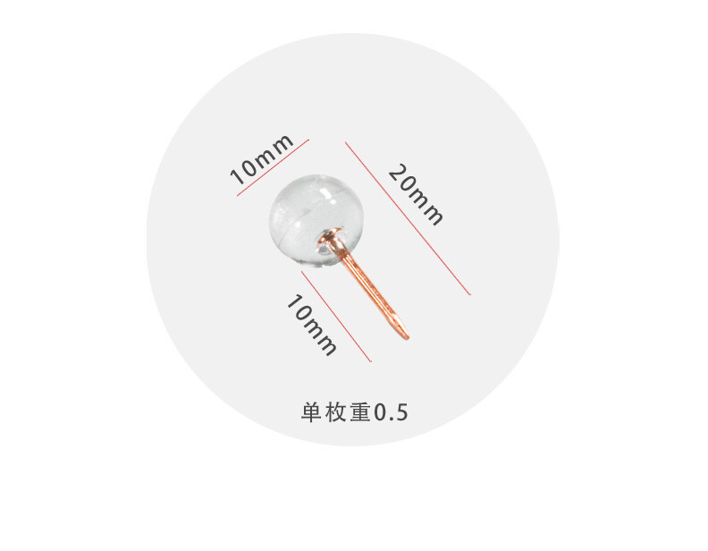 100 tk. Läbipaistvad roosikuldsed tihvtid, ümmargused nööpnõelad, korgist nööpnõelad, Rose Gold Decor, dekoratiivsed nööpnõelad