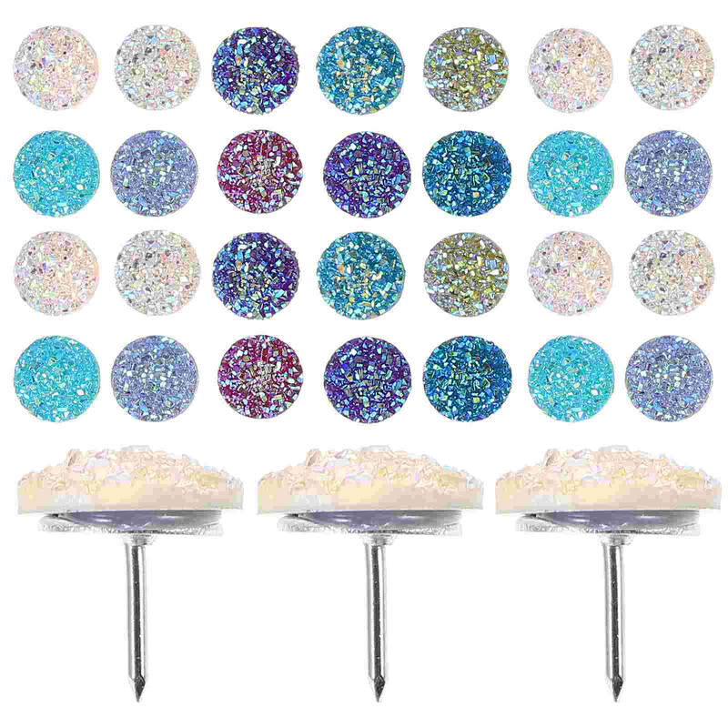 30 бр. Блестящи игли с кристали (смесени цветове) 30 бр. Аксесоари за бюро за жени Многофункционални блестящи игли за натискане