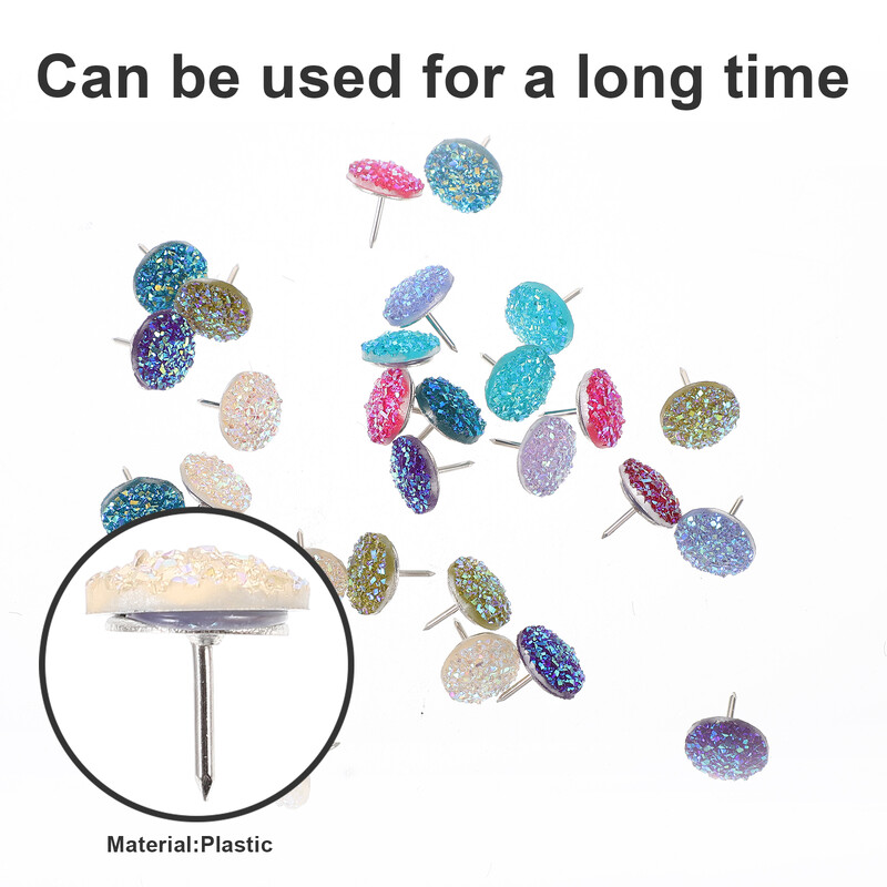 30 бр. Блестящи игли с кристали (смесени цветове) 30 бр. Аксесоари за бюро за жени Многофункционални блестящи игли за натискане