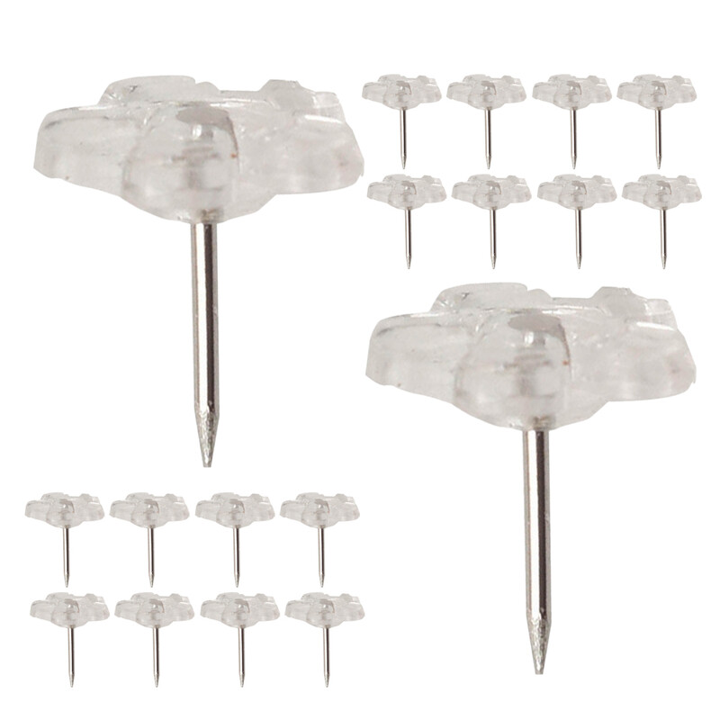 100 tk Lillede surunõelad Armsad korgitahvlid dekoratiivsed nööpnõelad, läbipaistvad raudnõelad