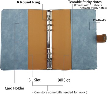Κάλυμμα δερμάτινου βιβλιοδέτη A5 PU, Ξαναγεμιζόμενο σημειωματάριο 6 δακτυλίων για χαρτί πλήρωσης A5 Personal Planning Binder με μαγνητικό κλείσιμο με πόρπη