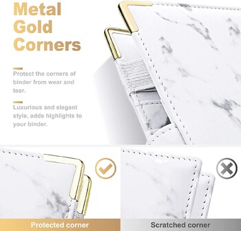 A6 Marble Budget Binder, Refillable Mini Binder 6 Ring for A6 Filler Paper, Δερμάτινο κάλυμμα με μαγνητικό κλείσιμο πόρπης