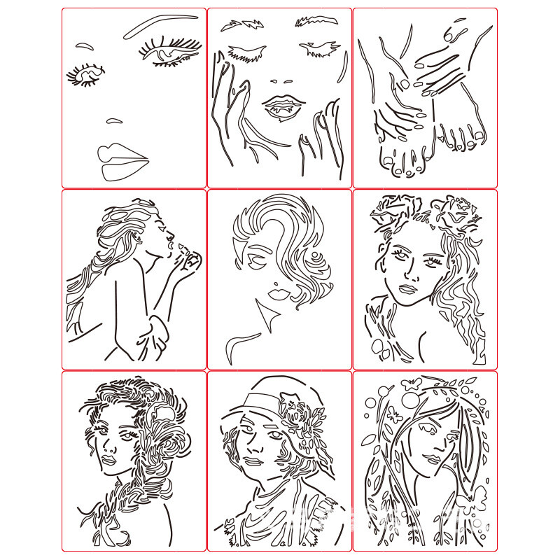 Șablon de desen pentru doamne noi transfrontaliere Șablon de desen pentru carcasă pentru telefon mobil Șablon de model de vânzare caldă Set cu ridicata