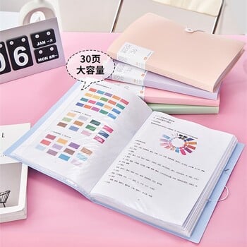 30/60 Pages File Bag A4 Transparent Binder File Folder Αποθήκευση Χαρτί δοκιμής μαθητή Ταξινόμηση Οργανισμός Αναλώσιμα γραφείου