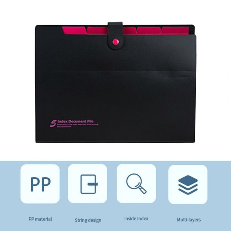 A4 dydžio dokumentų dėklas Nešiojamas akordeono aplankas su „Bungee Closure“ saugiu failų maišeliu, plečiančiu popieriniu laikikliu namų mokyklai
