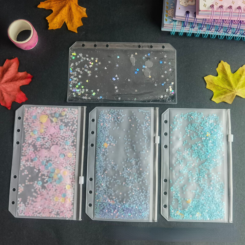 A5 A6 rožinis PVC maišelis su užtrauktuku Rankinės knygos laikymo dokumentų maišelis Informacija Užrašų knygelė Vizitinių kortelių knyga palaidų lapų