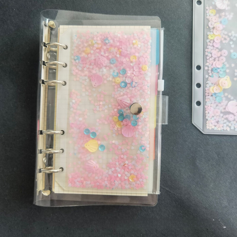 A5 A6 rožinis PVC maišelis su užtrauktuku Rankinės knygos laikymo dokumentų maišelis Informacija Užrašų knygelė Vizitinių kortelių knyga palaidų lapų