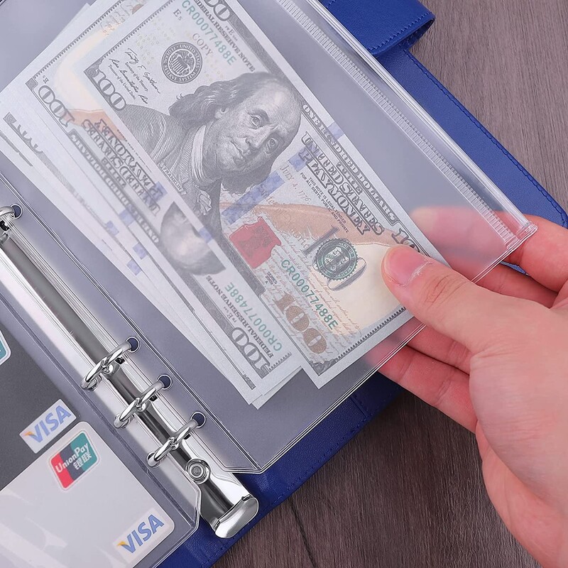 12 segtuvų kišenių A6 dydžio kelių spalvų aplankas su užtrauktuku, tinkamas 6 žiedų segtuvui nešiojamojo kompiuterio segtuvų kišenės Vandeniui atsparūs maišelių maišeliai