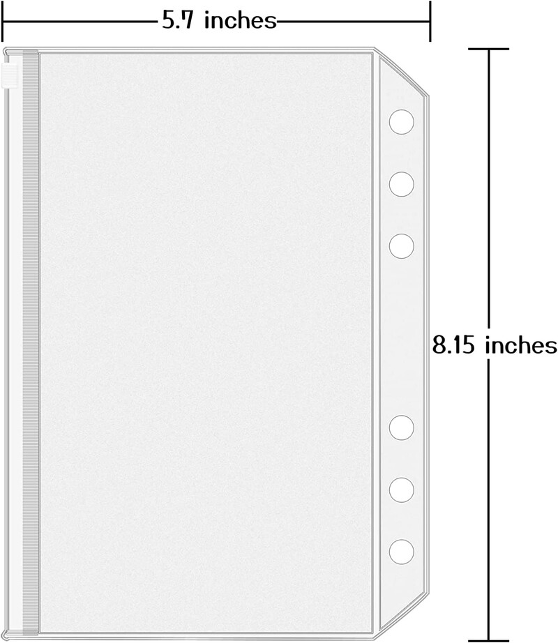 12 segtuvų kišenių A6 dydžio kelių spalvų aplankas su užtrauktuku, tinkamas 6 žiedų segtuvui nešiojamojo kompiuterio segtuvų kišenės Vandeniui atsparūs maišelių maišeliai
