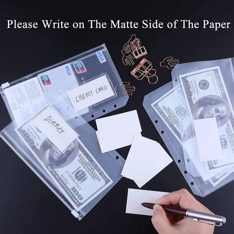 12 vnt A5/A6 dydžio PVC segtuvų kišenės su etiketės kišene, piniginiai biudžetiniai vokų maišeliai su užtrauktuku A5/A6 6 žiedų nešiojamųjų kompiuterių segtuvui