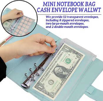 Α6 Binder Budget Notebook Personal Planner Organizer System with Binder Pockets Cash Envelope Wallet for Saving Money Budgeting