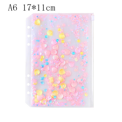 A5 A6 blizgučių segtuvų vidinė kišenė miela 6 skylučių palaidų lapų krepšys su užtrauktuku Kawaii nešiojamojo kompiuterio žurnalo planuotojo vidinis laikymo maišelis