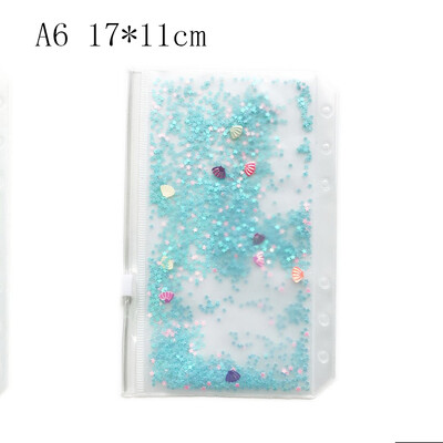 A5 A6 blizgučių segtuvų vidinė kišenė miela 6 skylučių palaidų lapų krepšys su užtrauktuku Kawaii nešiojamojo kompiuterio žurnalo planuotojo vidinis laikymo maišelis