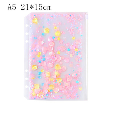 A5 A6 blizgučių segtuvų vidinė kišenė miela 6 skylučių palaidų lapų krepšys su užtrauktuku Kawaii nešiojamojo kompiuterio žurnalo planuotojo vidinis laikymo maišelis