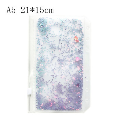 A5 A6 blizgučių segtuvų vidinė kišenė miela 6 skylučių palaidų lapų krepšys su užtrauktuku Kawaii nešiojamojo kompiuterio žurnalo planuotojo vidinis laikymo maišelis