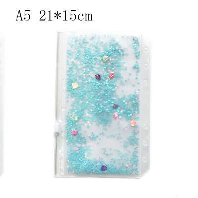 A5 A6 blizgučių segtuvų vidinė kišenė miela 6 skylučių palaidų lapų krepšys su užtrauktuku Kawaii nešiojamojo kompiuterio žurnalo planuotojo vidinis laikymo maišelis