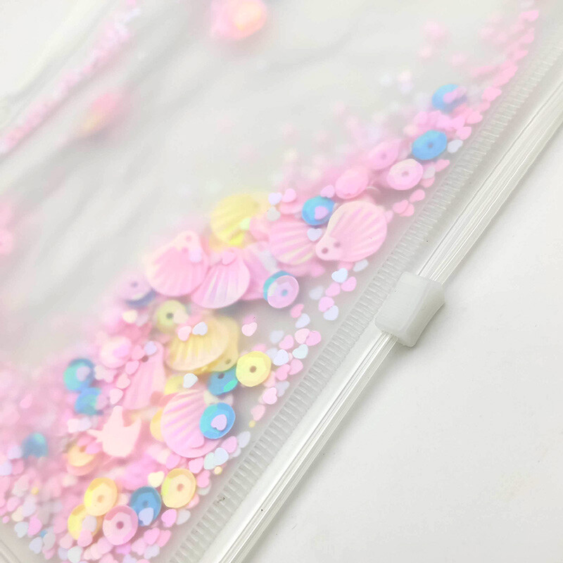 A5 A6 blizgučių segtuvų vidinė kišenė miela 6 skylučių palaidų lapų krepšys su užtrauktuku Kawaii nešiojamojo kompiuterio žurnalo planuotojo vidinis laikymo maišelis